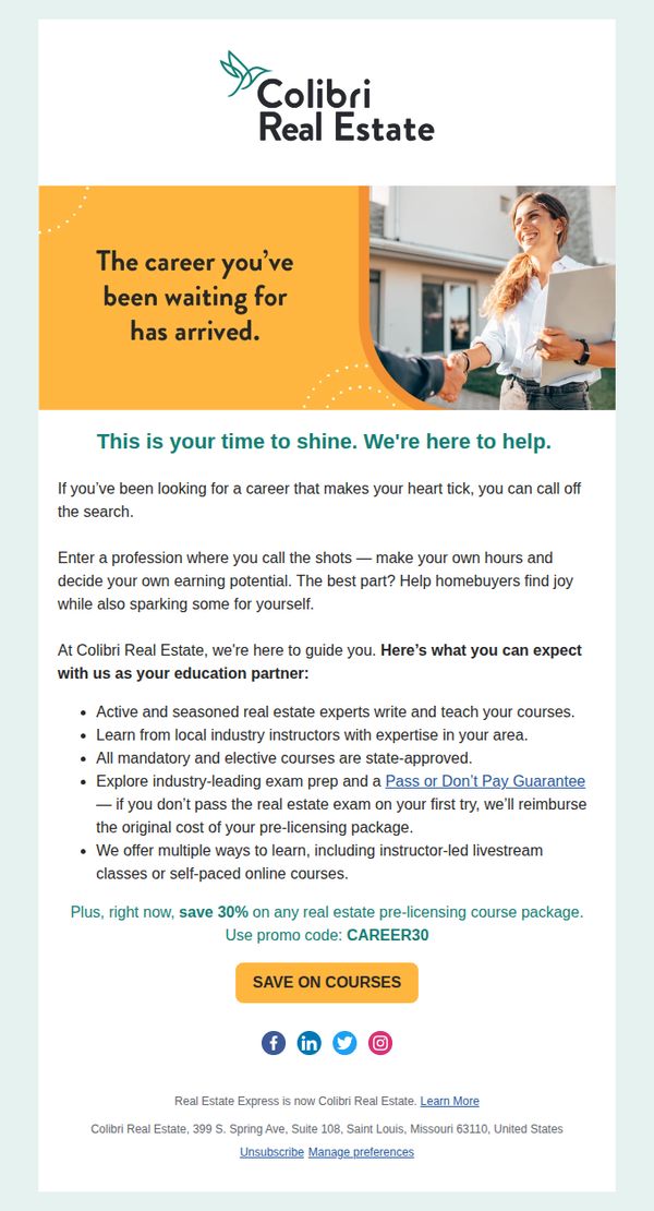 10. Real Estate Express: Inside: the start of a career you’ll love