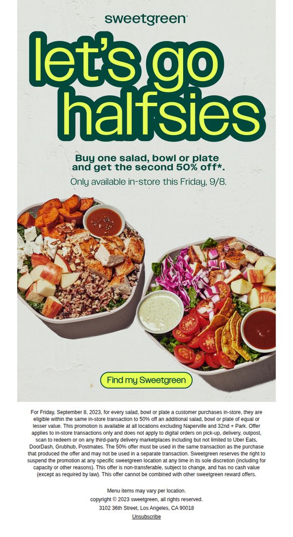 6. Buy one get one 50% off
