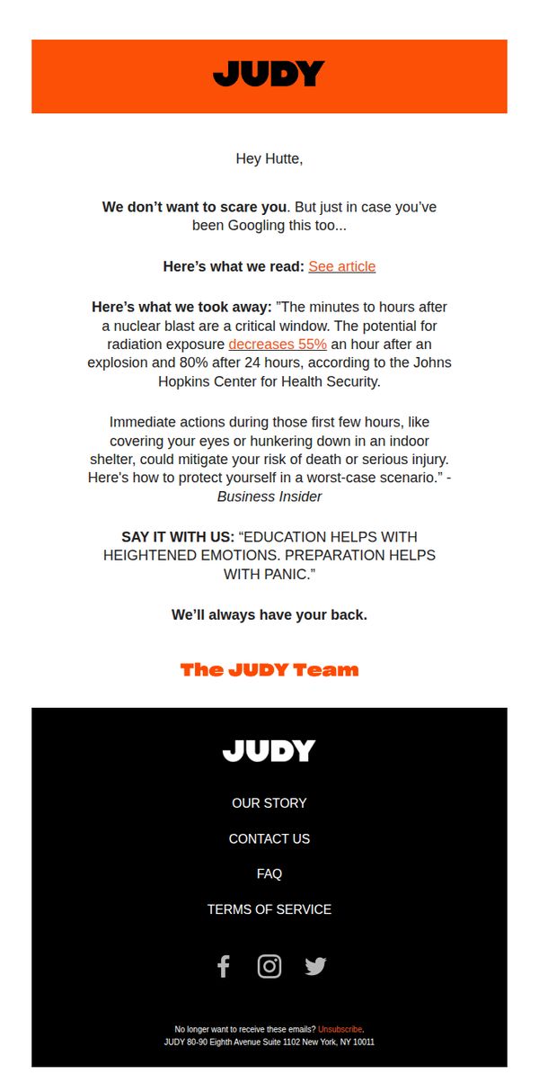8. Judy: How to survive a nuclear blast
