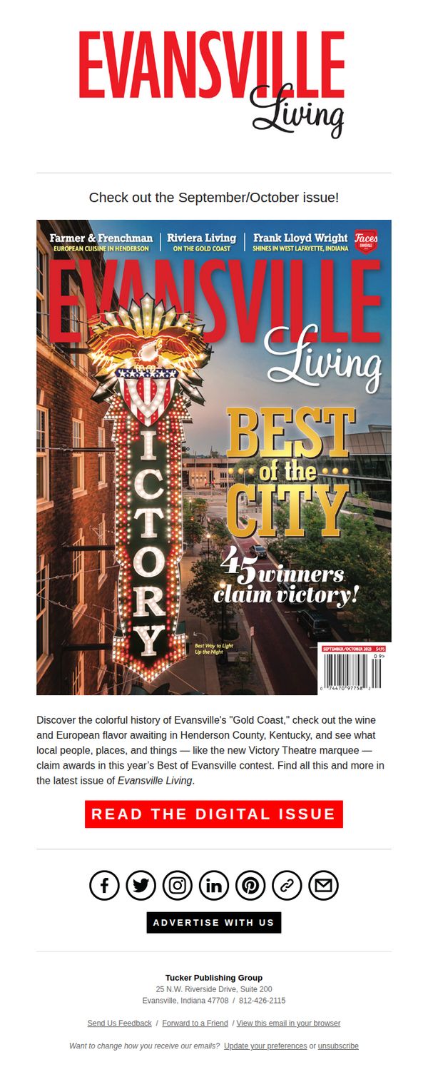 7. Evansville Living: Read the September/October issue of Evansville Living magazine