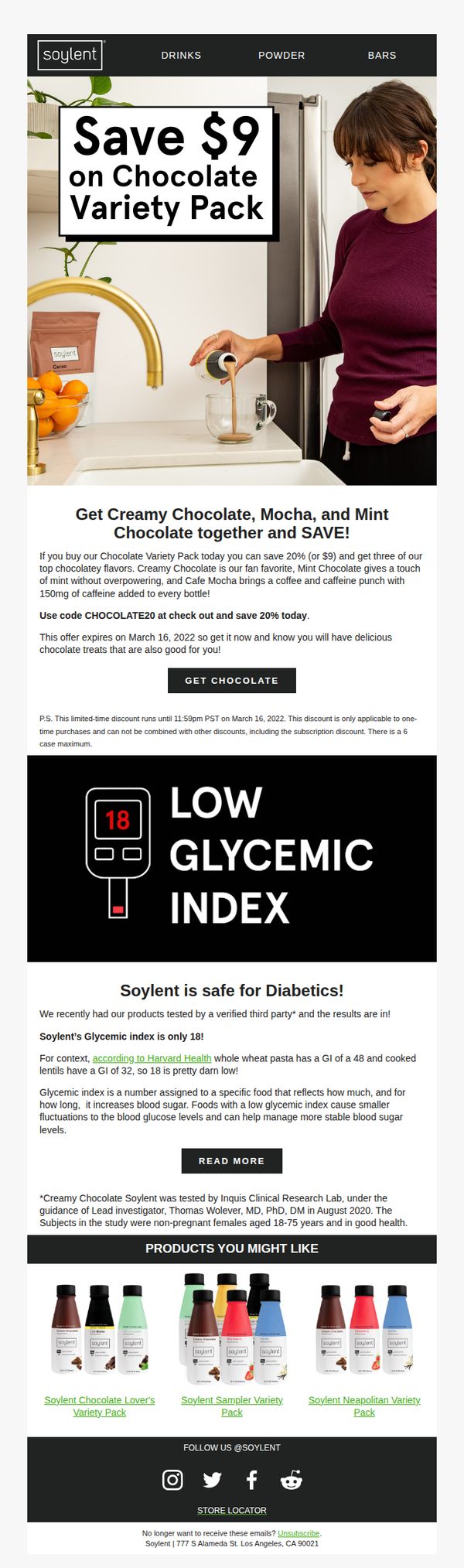 8. Save $9 on Chocolate Soylent Today!