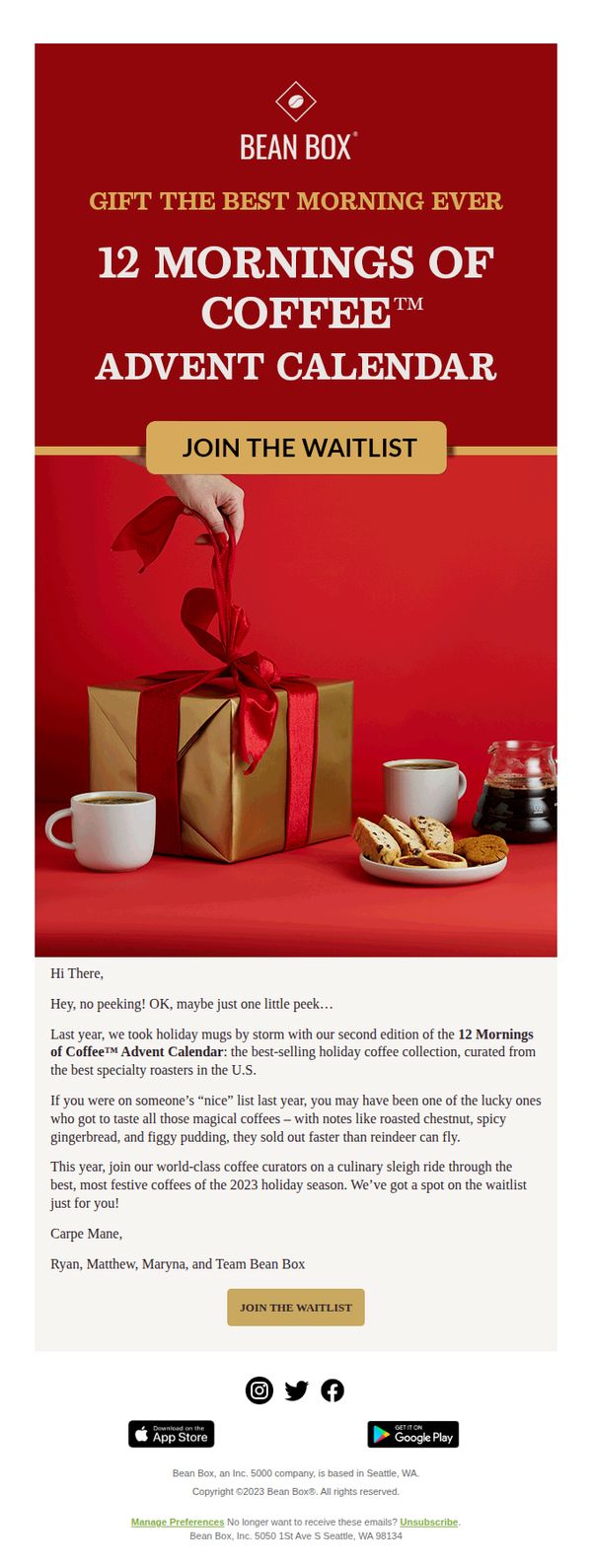 6. Get on the list! 12 MORNINGS OF COFFEE Advent Gift is coming soon 🎁