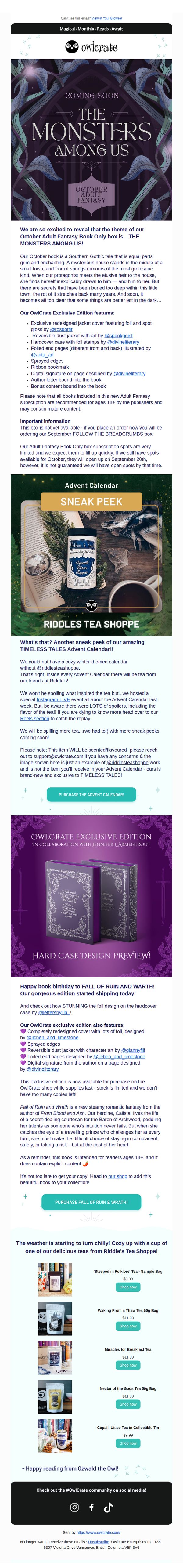 9. OwlCrate: October ADULT FANTASY Theme Reveal!