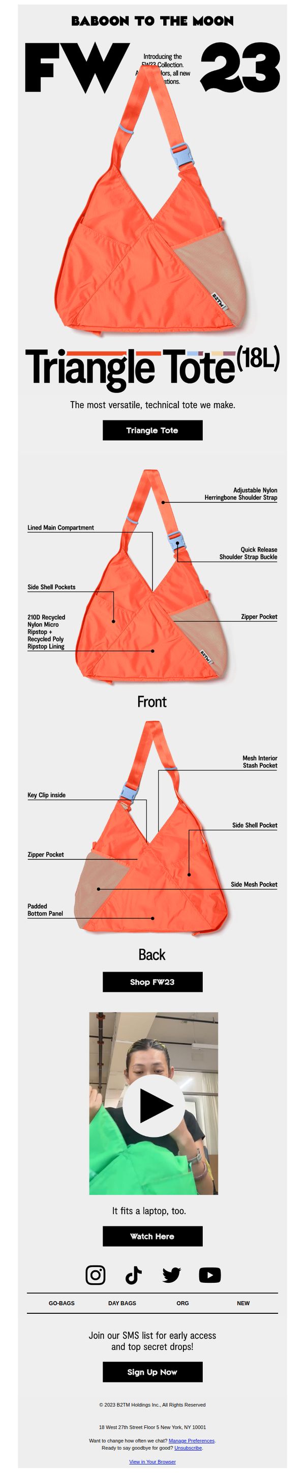 9. Baboon To The Moon: TRIANGLE TOTE 101