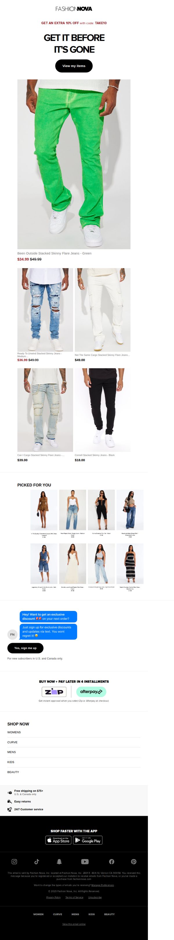 10. Fashion Nova: It’s NOW Or NEVER ⚠️Open For Your Code