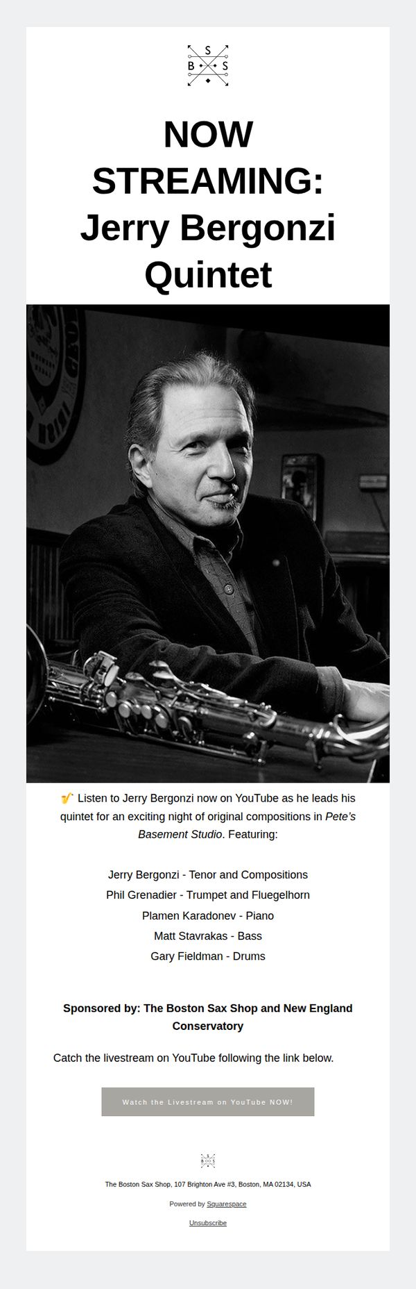 6. 🎷STREAMING NOW: Jerry Bergonzi Quintet