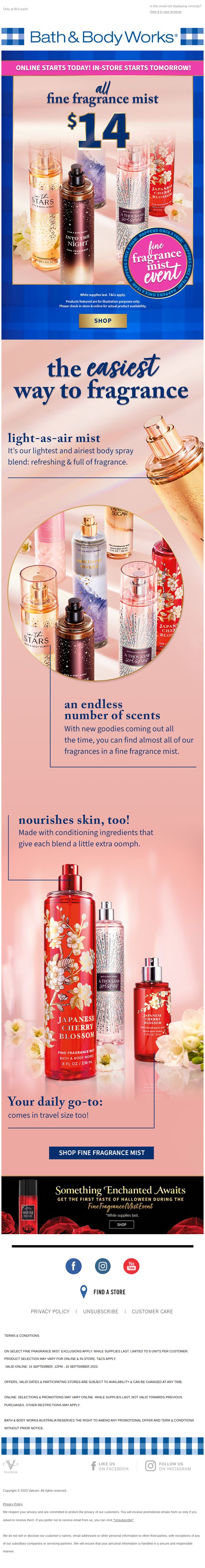 7. Bath & Body Works - AU: Fine Fragrance Mist Event starts TODAY 🚨
