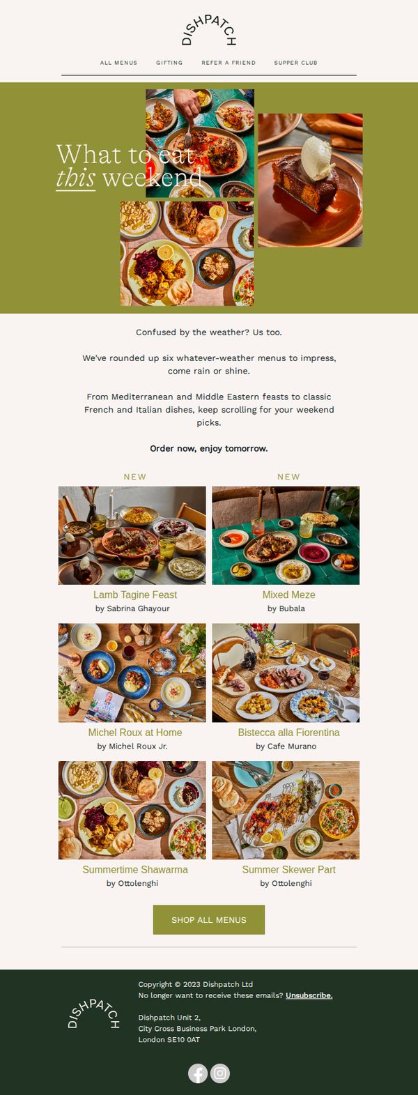 9. Dishpatch: Whatever-weather-approved menus ☀️🌧
