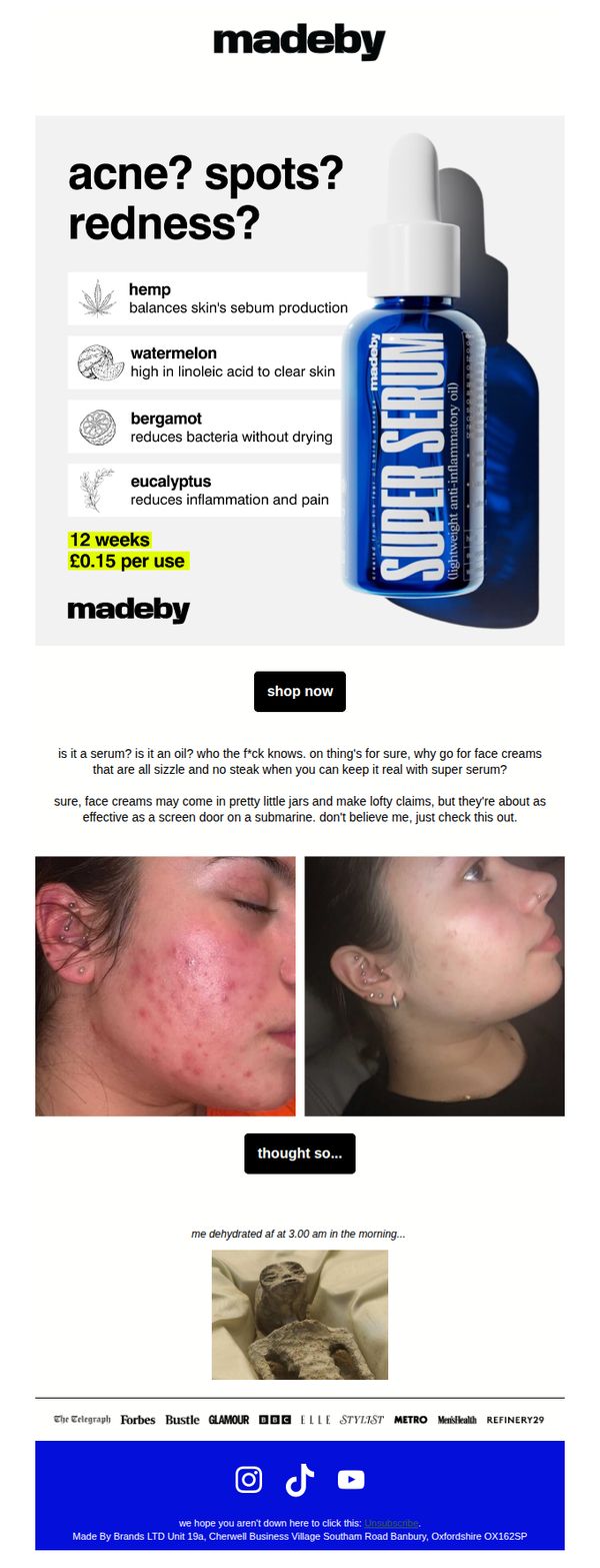 9. Made By Sunday: oil vs face cream