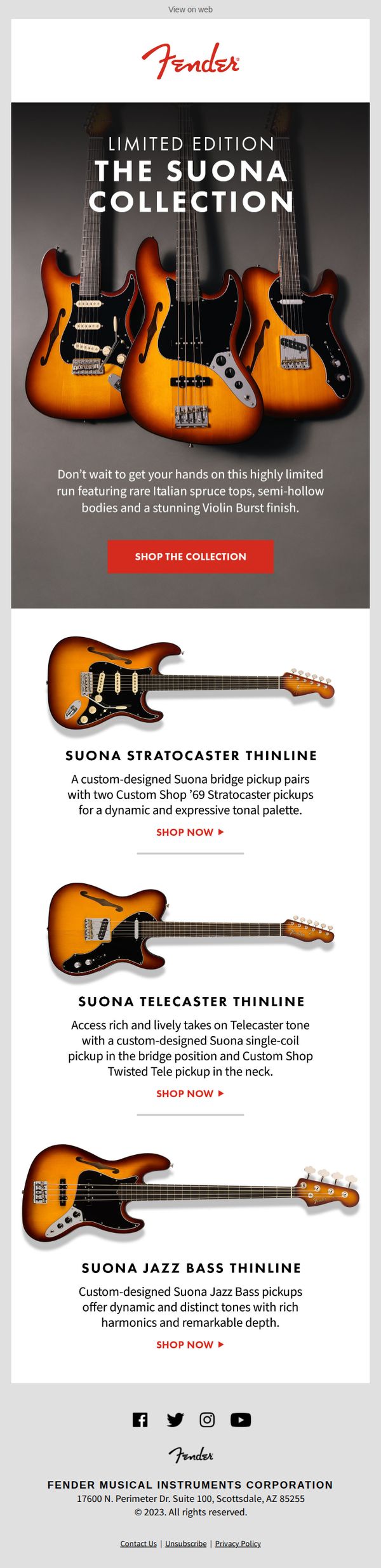 7. Fender: NEW | The Limited Suona Collection
