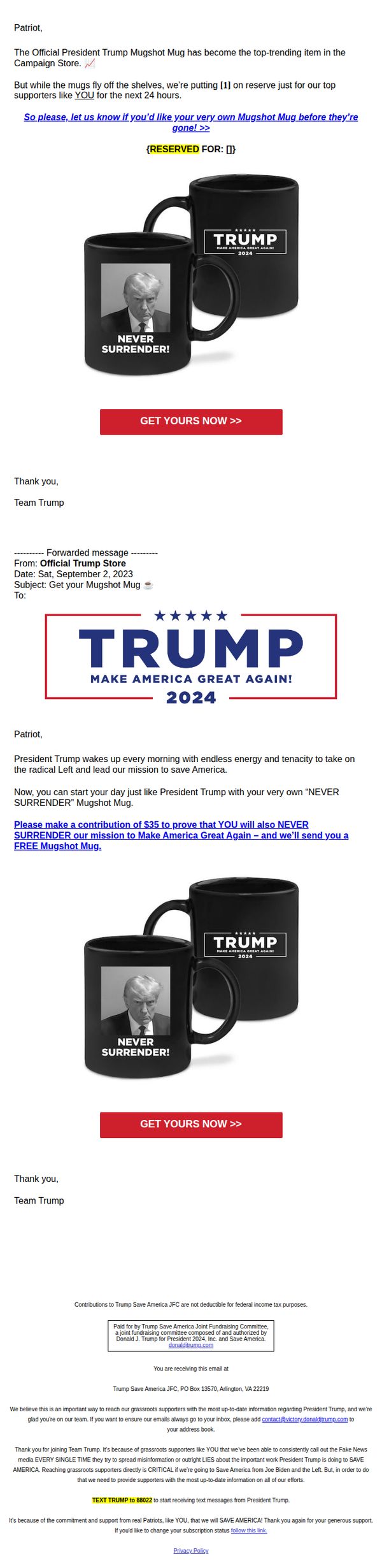 6. re: [1] Official Mugshot Mug (Reserved for 24 hours)