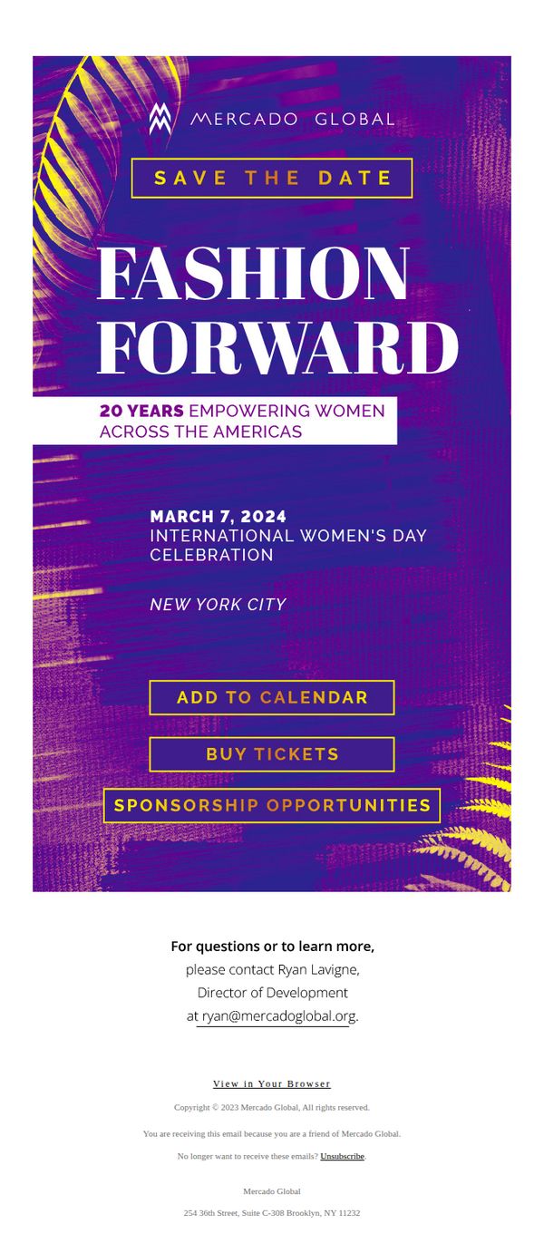 9. Mercado Global: 20 Year Anniversary Gala — Save the Date!