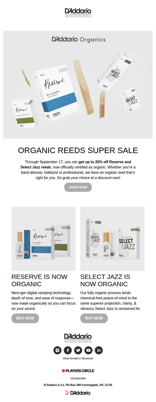9. Ending Soon! Up to 25% Off Organic Reeds