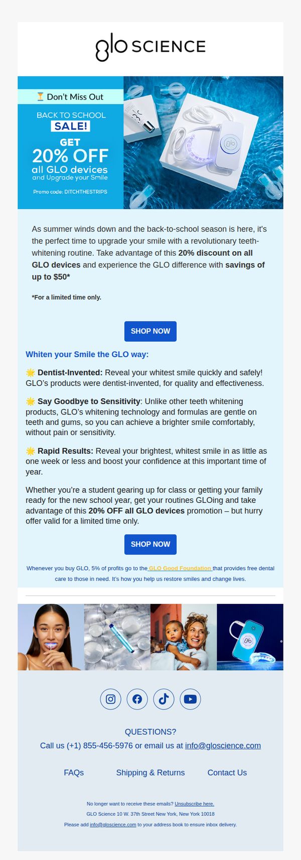 8. GLO Science: 🎒Don't Miss Out!  20% OFF ⌛Back to School Sale! 🦷
