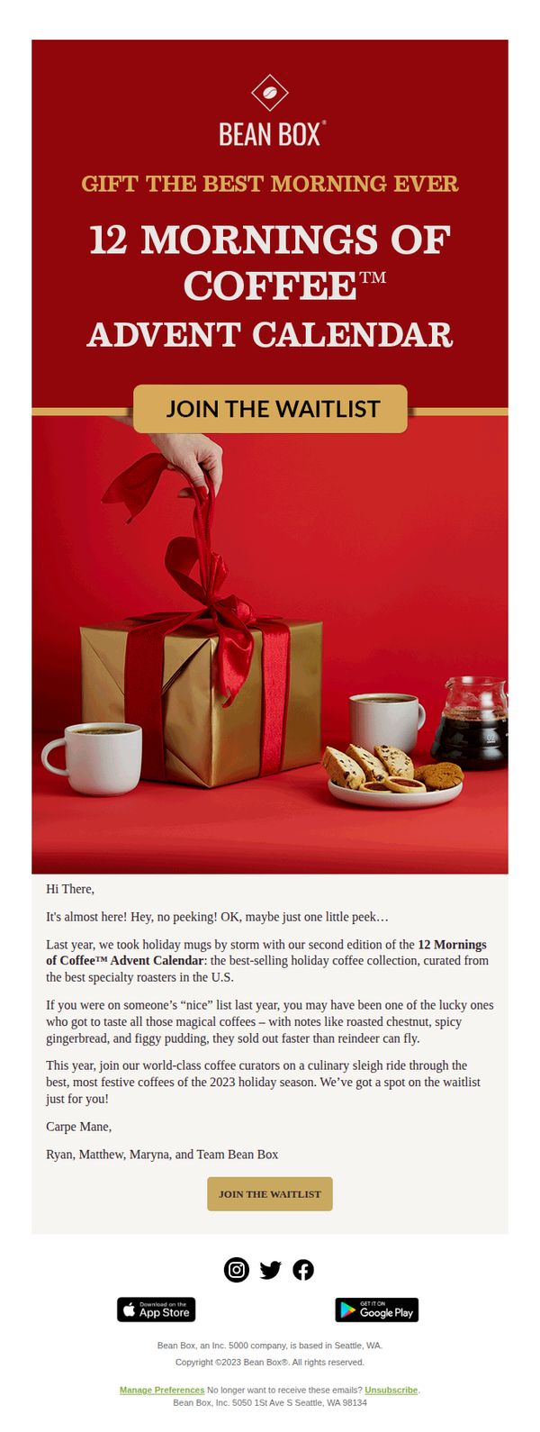 7. Get on the list! 12 MORNINGS OF COFFEE Advent Gift is almost here 🎁