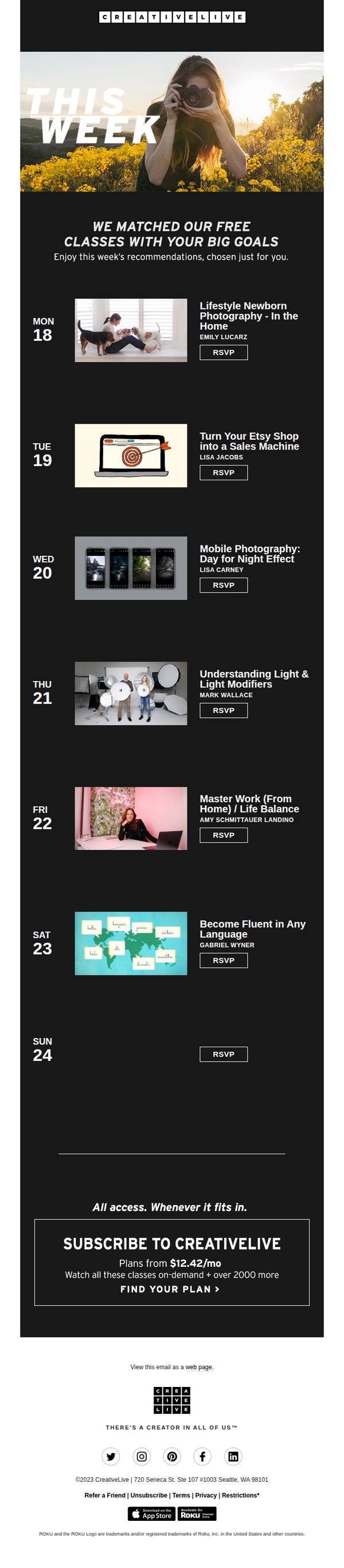 6. Rediscover your weekly live classes.