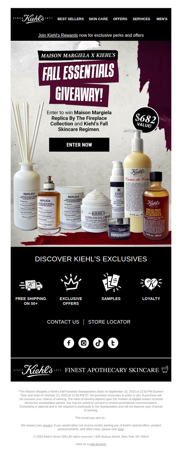 9. Kiehl's - EN: Fall Giveaway Ft. Maison Margiela!