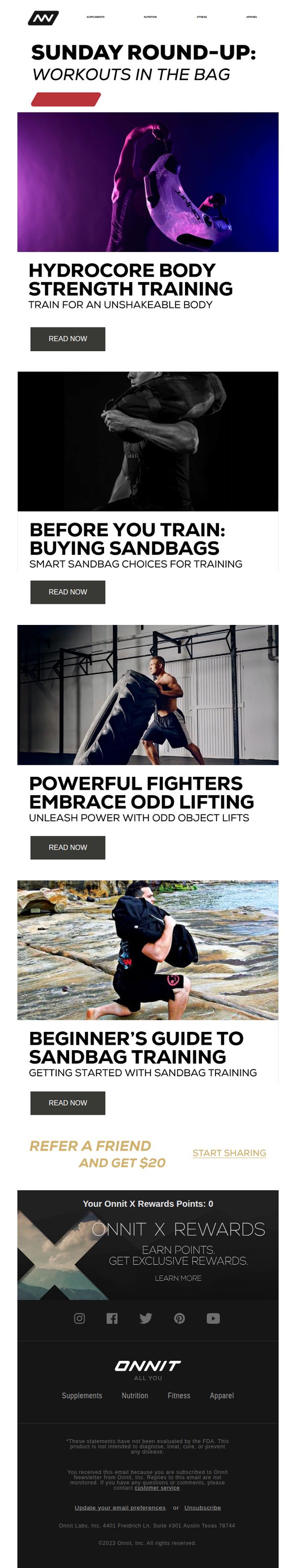 9. Onnit: Sunday Round-Up: Workouts In The Bag 