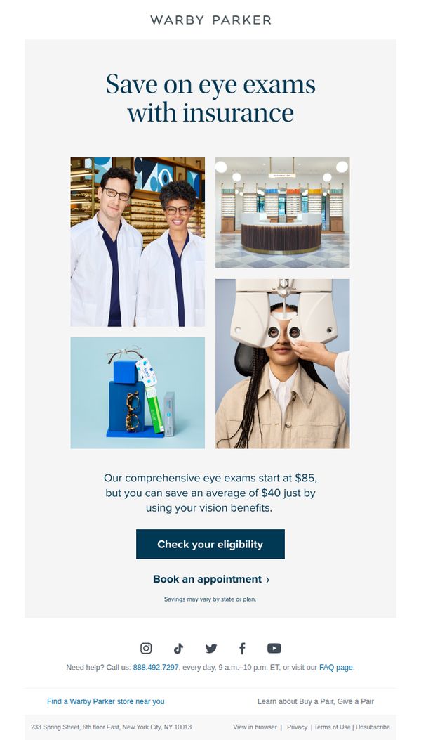 9. Have insurance? Get an eye exam!