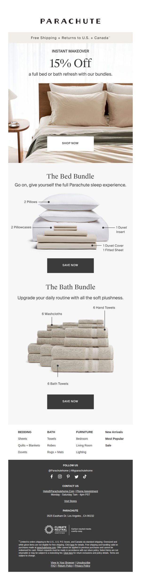6. Parachute Home: 15% Off Bundles