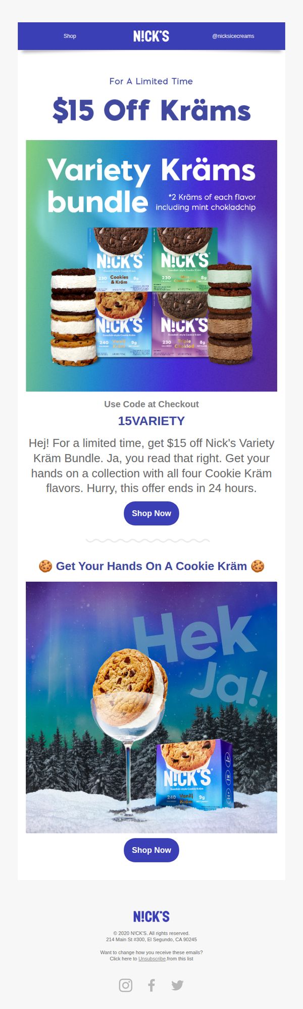 6. Nick's Ice Creams: $15 Off - Variety Kräm Bundle🍦 🎉