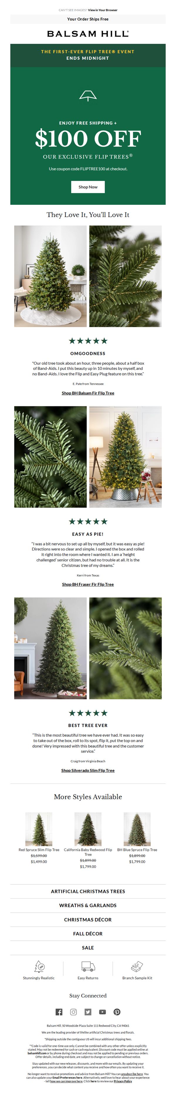 6. Balsam Hill: Last Call for the Flip Tree Event