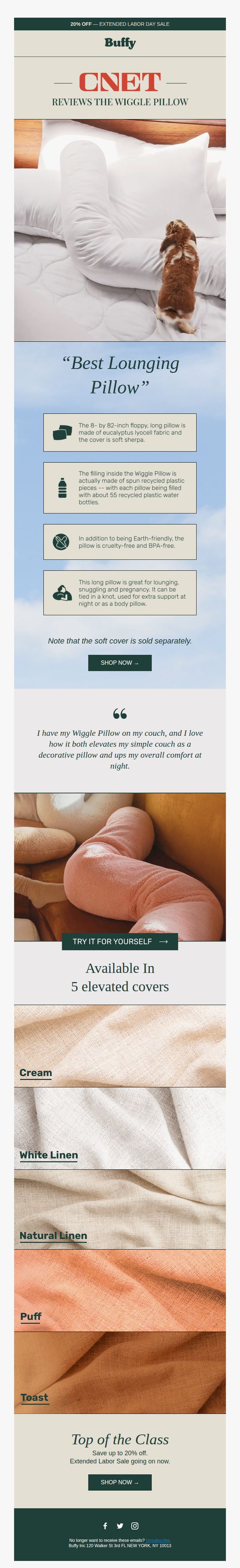 8. CNET reviews the Buffy Wiggle Pillow