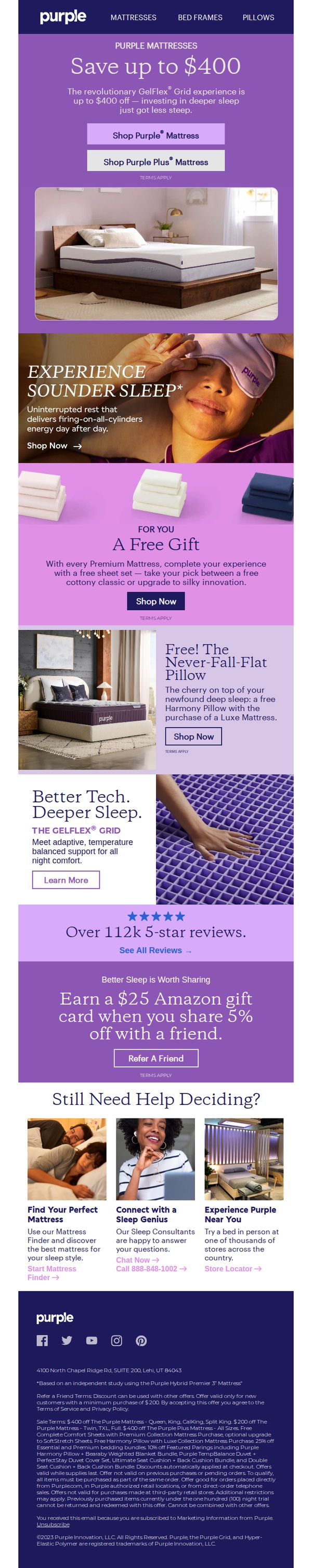 9. Purple: Mattress Favorites up to $400 Off