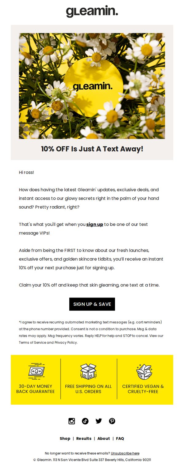 7. Want 10% OFF? Let’s Make It Text-Official!