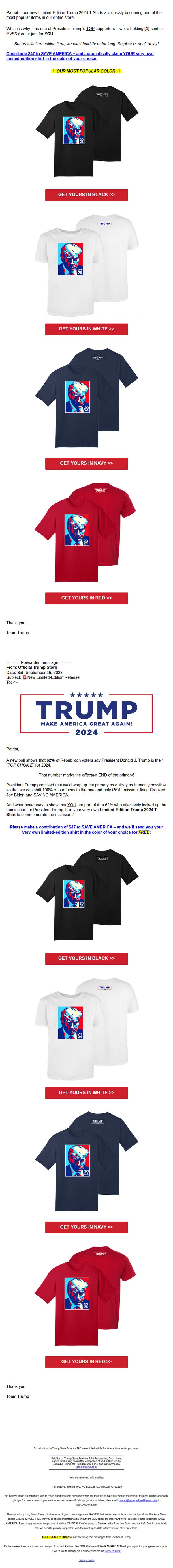 9. Donald J. Trump: FW: 🚨New Limited-Edition Release