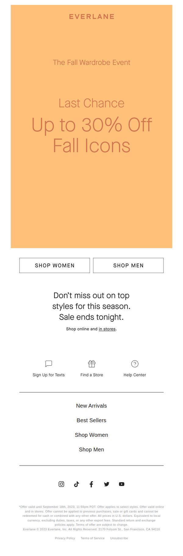 10. Last Call: Up to 30% Off Fall Wardrobe Event
