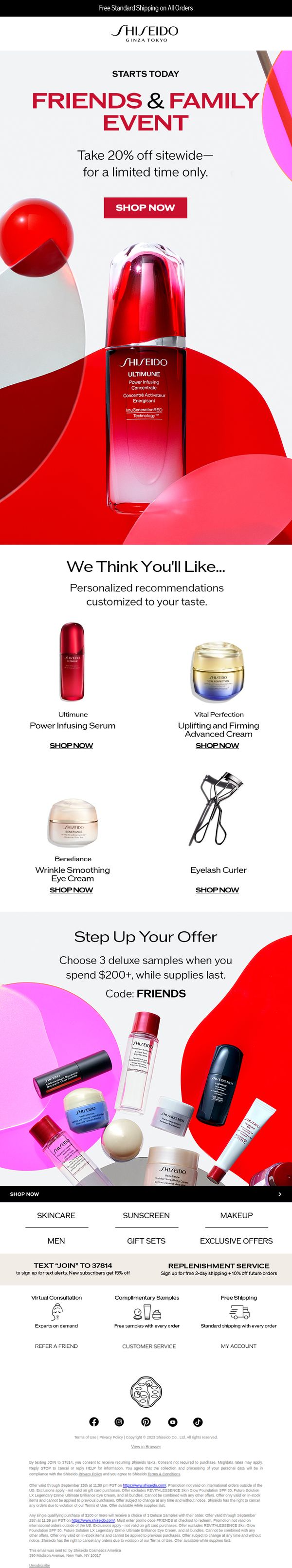 10. Shiseido - US: Friends & Family Event Starts Today 🎊