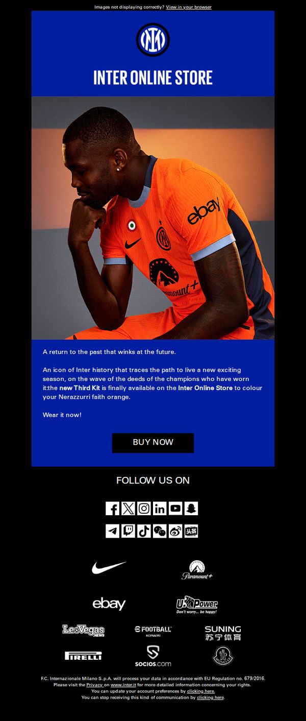 9. Inter: Discover the Third Kit: the Inter world turns orange!