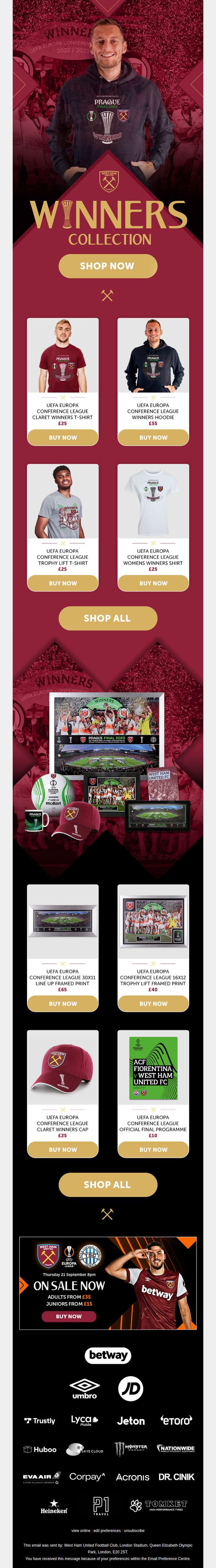 6. Celebrate the return of European football with our Winners Collection