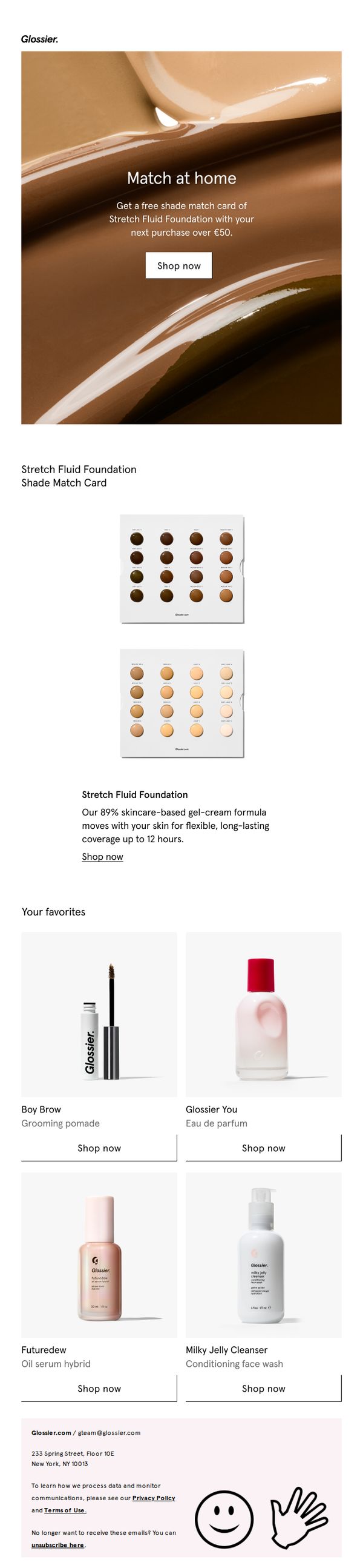 7. Glossier: Match at home: STRETCH Fluid Foundation