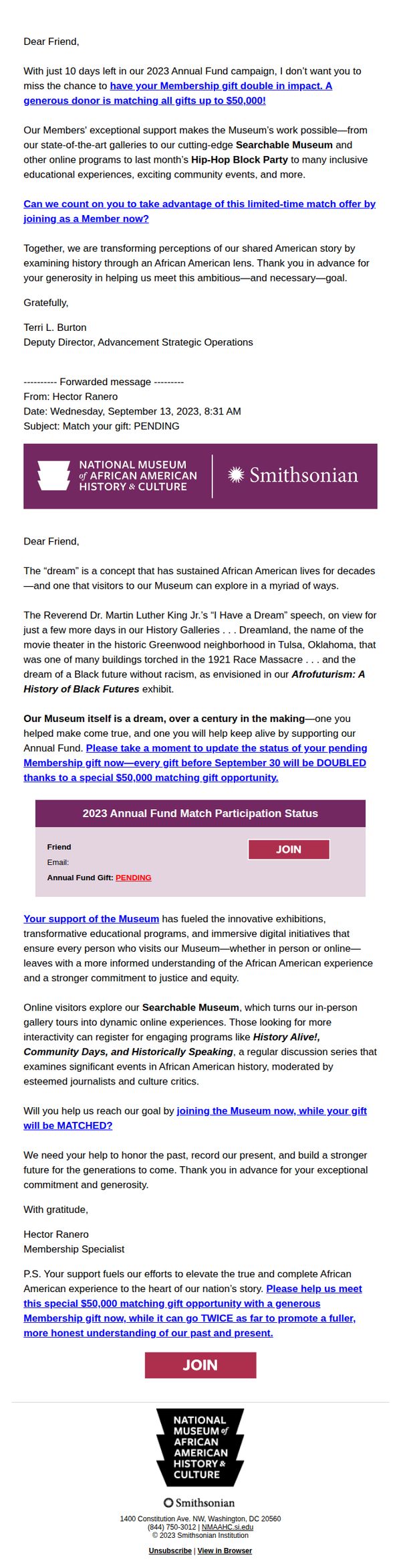 6. Join in support of the Annual Fund Match 
