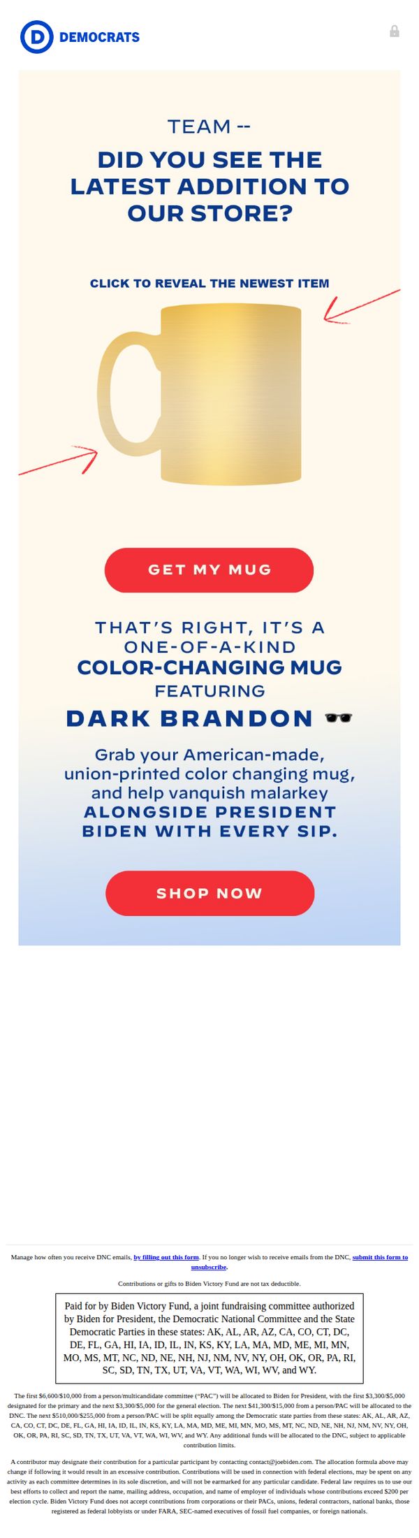 6. Color-changing mug featuring Dark Brandon 👀