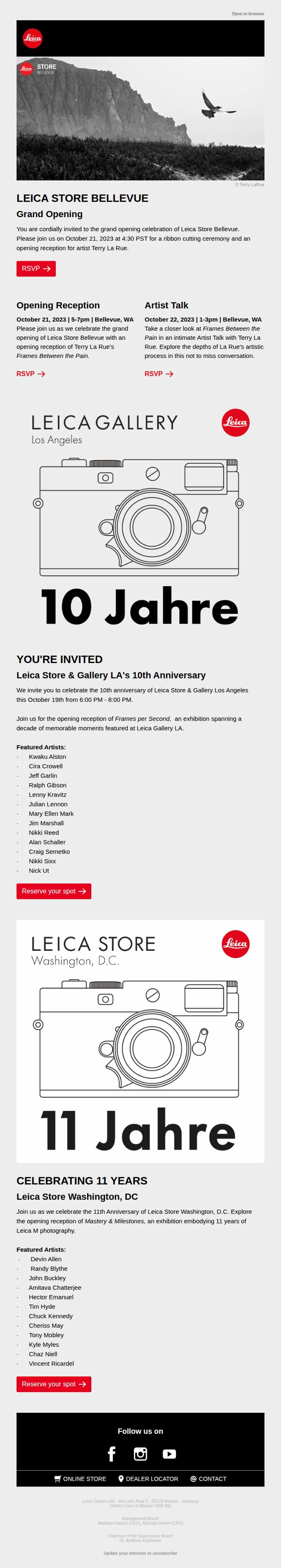 7. Leica: You're Invited. Grand Openings and Anniversary Events