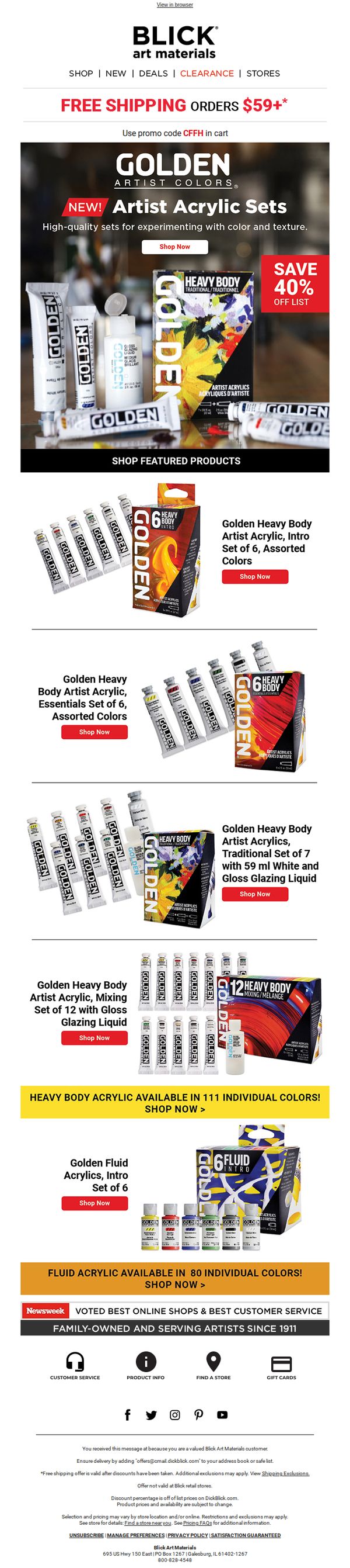 9. Blick Art Materials: Introducing: NEW Golden Artist Acrylic Sets