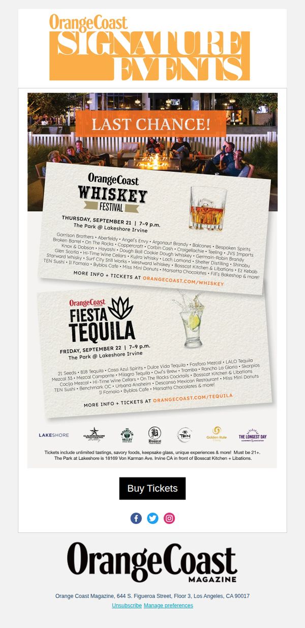 10. Last Chance To Attend Our Whiskey & Tequila Tasting Events!