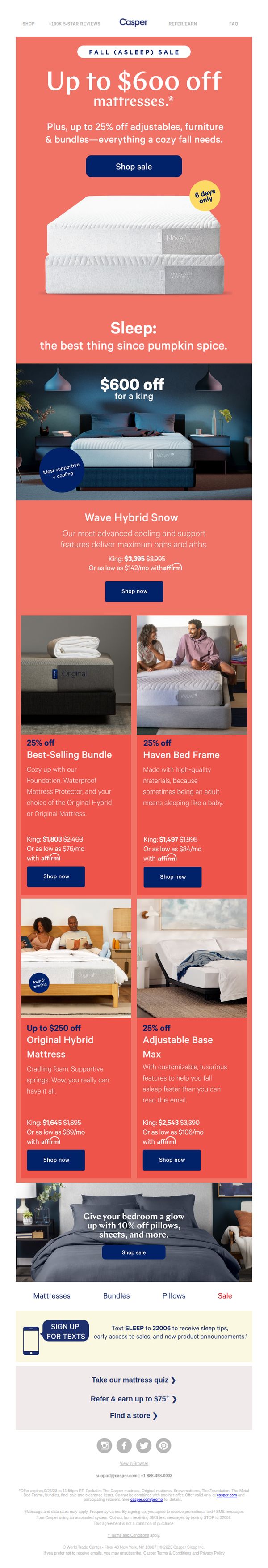 8. Up to $600 off select mattresses.