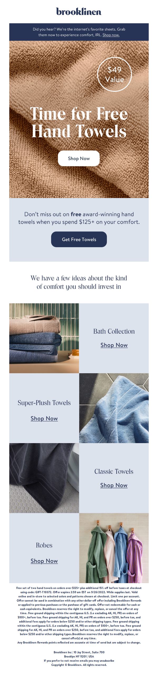 6. Time for Free Hand Towels