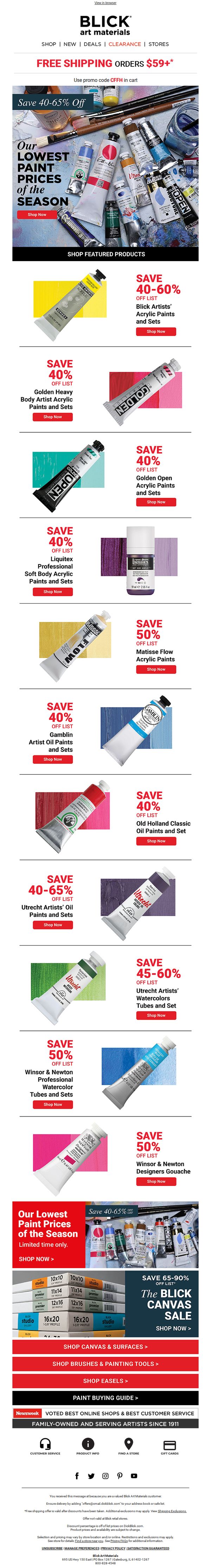 6. Blick Art Materials: Last days: Our Lowest Paint Prices of the Season