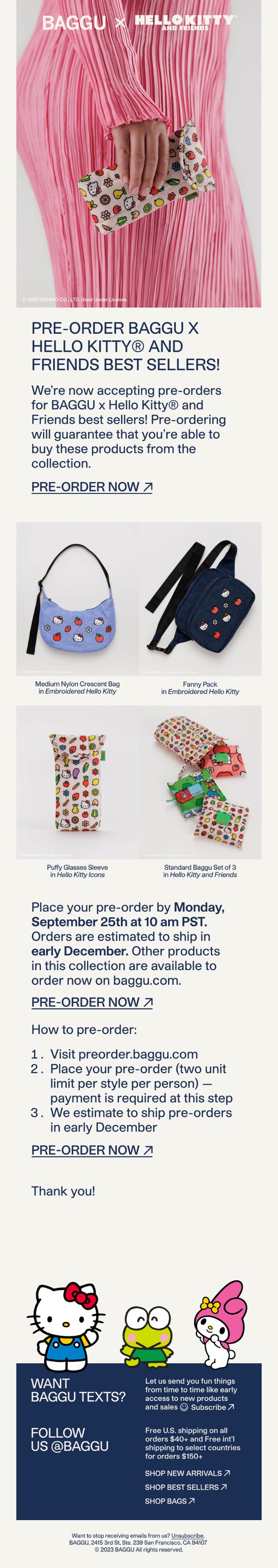 10. Pre-Order BAGGU x Hello Kitty® and Friends Best Sellers!