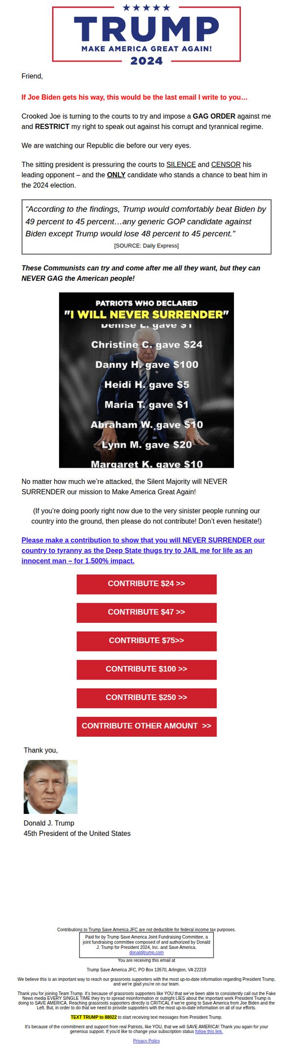 7. Donald J. Trump: …My LAST email to you?