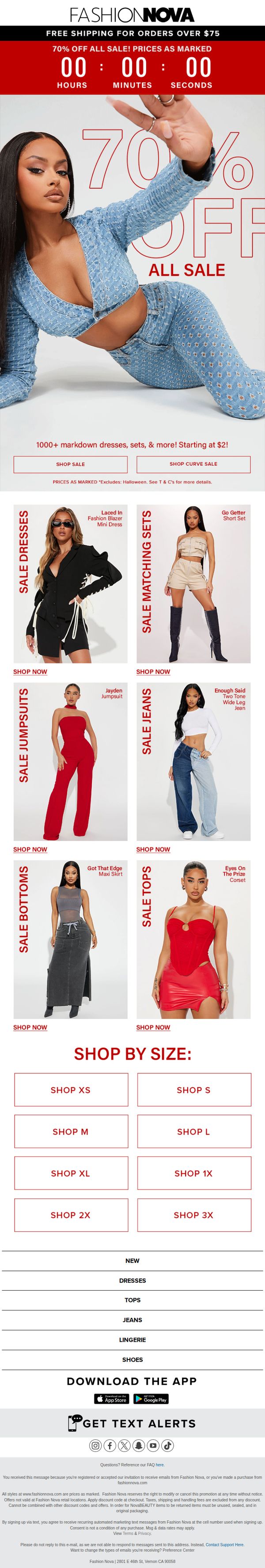 10. Fashion Nova: 70% Off All Sale🤑Starting At $2!