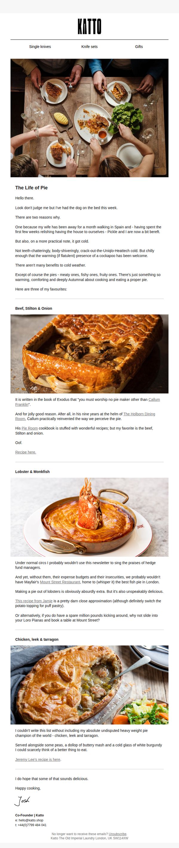 9. Crane Cookware: Three brilliant pies