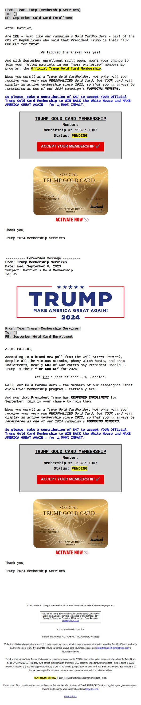 6. Donald J. Trump: FW: ENROLLING NEW MEMBERS