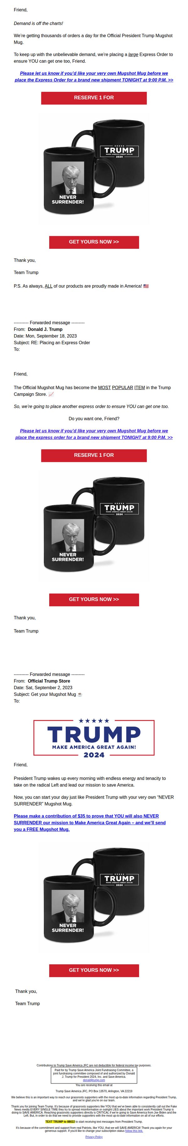 8. Donald J. Trump: FW: Before we place an express order at 9 pm tonight