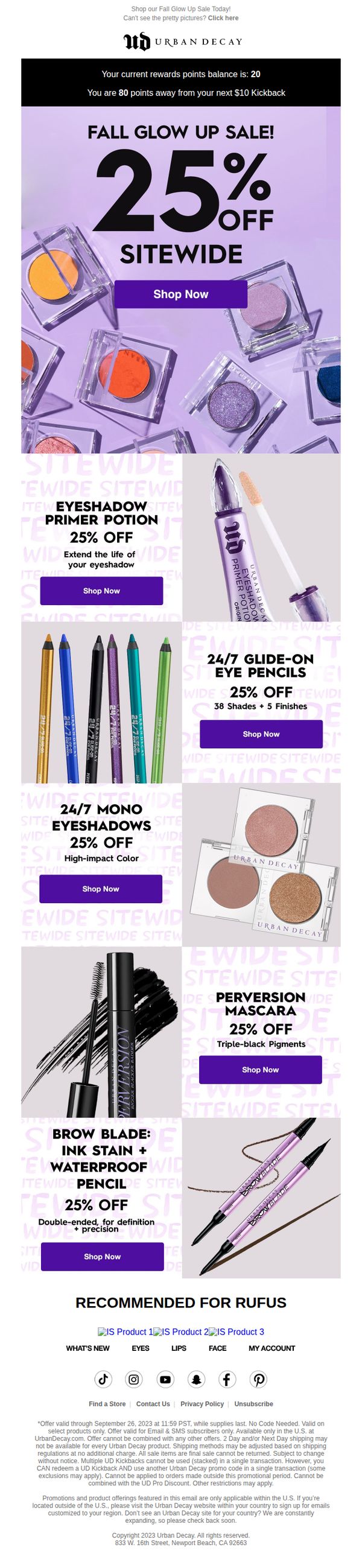 7. 25% OFF Liners, Shadows, Mascara, & MORE!